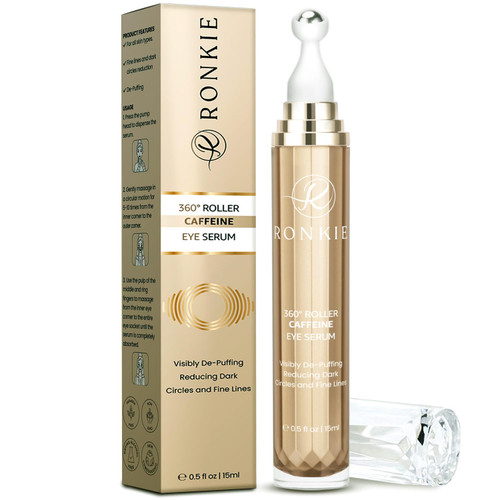 RONKIE Eye Cream for Dark Circles: Under Eye Cream with Caffeine Retinol - Reduces Under Eye Bags and Fine Lines Champagne