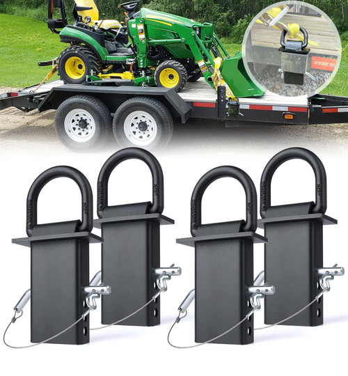 5/8" Heavy-Duty Stake Pocket D Rings with Anti-Loss Cord | Adjustable 18,000 lbs Trailer Stake Pocket Tie-Down Utility for Flatbed Trucks and Trailers | 4 Adjustable Holes | 4 Pack