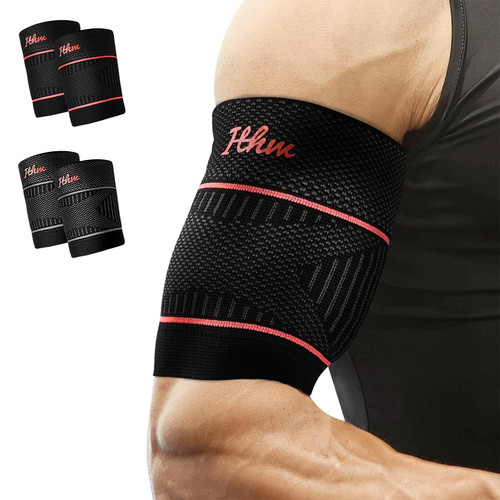 ITHW Bicep Tendonitis Brace for Pain Relief, Bicep Tendonitis Sleeve for Muscle Strains Recovery, Bicep Brace for Rehab (Small, 1Pair)