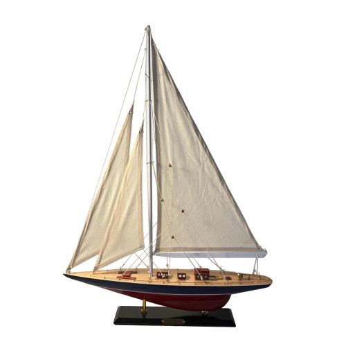 Detailed Endeavour J Class Sailing Yacht | 50cm Long Wooden Model | Americas Cup Racing Yacht | Nautical Ornament | Fully Assembled Sailboat Model