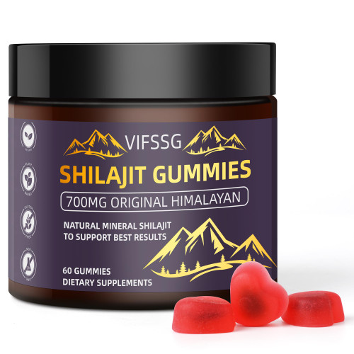 VIFSSG Shilajit Gummies, Sugar-Free Gummies, 500 Mg Shilajit Pure Himalayan Organic, Shilajit Supplement, Shilajit Resin, Gold Grade Nature Shilajit with 4 in-1 Complex for Energy Support, 60 Gummies