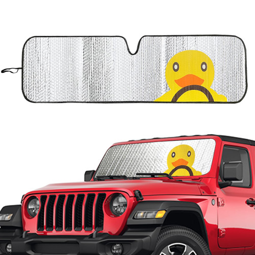 Windshield Sun Shade for Jeep Wrangler JK JKU JL JLU1997-2024,Window Sun Visor for UV Rays & Heat Protection,Duck Windshield Sunshade