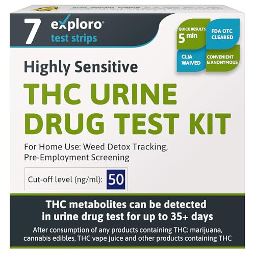 Exploro Highly Sensitive at Home Marijuana Drug Test Kit, THC Drug Test Kit Marijuana/Weed, THC Drug Test Urine, Easy Home Drug Test Marijuana/THC Substance Abuse