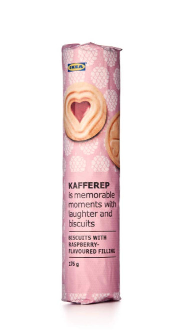 IKEA KAFFEREP Two Pack 6.2oz Cookie Sweet Shortbread Sandwich Biscuit Raspberry / Chocolate UTZ Certified (Combined)