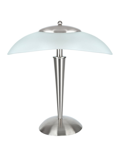 Aspen Creative, Satin Nickel 40108-8, 17 3/4" High Modern Metal Desk Touch Sensor, Finish with Glass Lamp Shade, 16 1/2" Wide