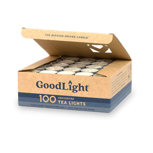 GoodLight Unscented Vegan and Paraffin-Free Tea Light Candles (100 Candles)