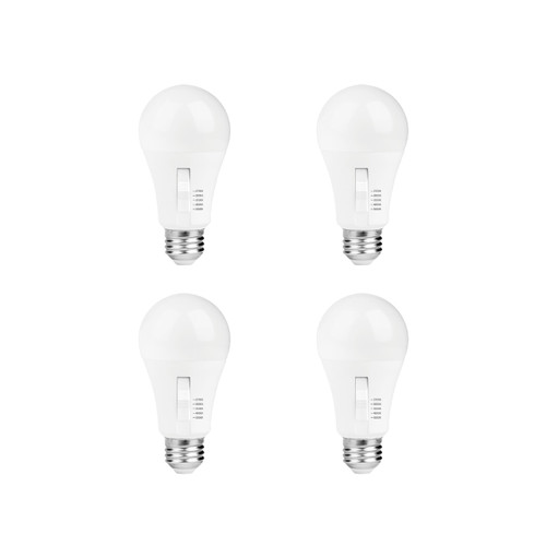 LUNO A19 Dimmable LED Bulb, 15W (100W Equivalent), 1600 Lumens, 2700K (Soft White), Medium Base (E26), UL Listed (4-Pack)