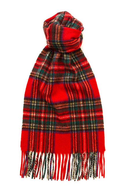 Glen Isla 100% Cashmere Scarf Tartan Royal Stewart Red - Made In Scotland