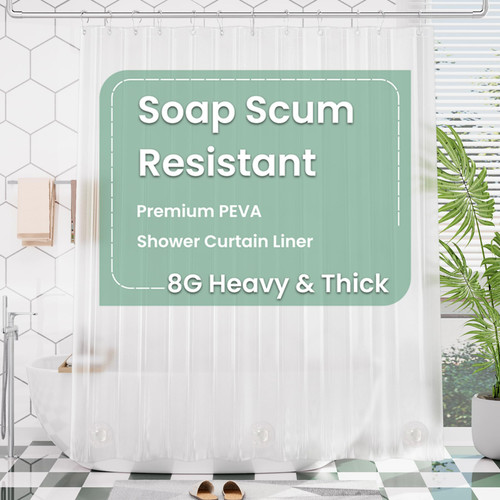 AmazerBath 78 Inch Frosted PEVA Shower Curtain - Heavy Duty with 3 Weighted Stones and 12 Rustproof Grommets