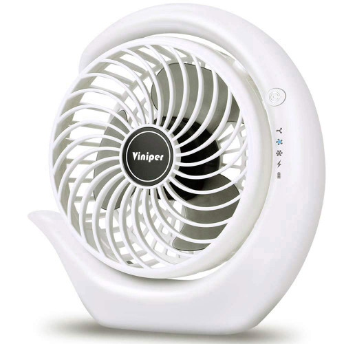 Viniper Portable Rechargeable Fan, Small Desk Fan : 3 Speeds & about 8-24 Hours Longer Working, 180 Rotation, Portable Desktop Fan Small but Mighty, Strong Wind (White, Light Black Blade)6.2 Inch