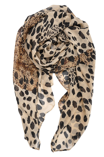 YOUR SMILE Ladies/Women's Lightweight Floral Print/Solid Color mixture Shawl Scarf For Spring Summer season (Leopard 2)