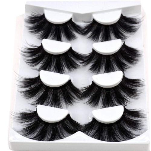 HBZGTLAD NEW 4 Pairs 3D Mink Hair False Eyelashes Criss-cross Wispy Cross Fluffy length 25mm Lashes Extension Handmade Eye Makeup Tools (MDR-5)