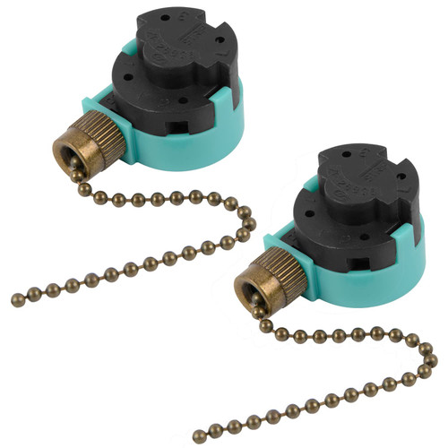 2PCS Ceiling Fans 3 Speed 4 Wire Pull Chain Switch Compatible with Hunter, Hampton Bay, Harbor Breeze, Westinghouse (Bronze)