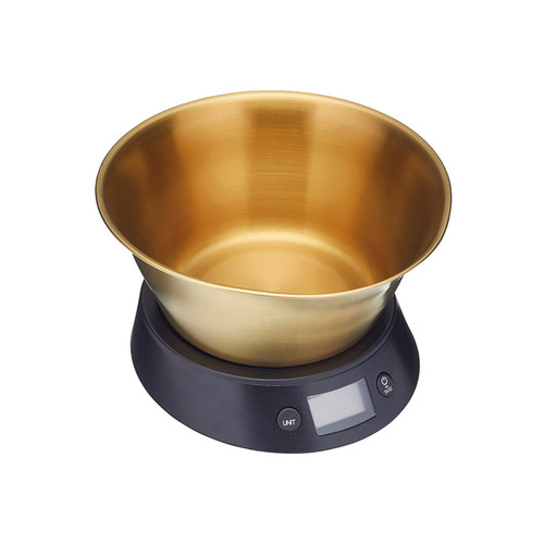 MasterClass Digital Kitchen Scales with Bowl in Gift Box, Stainless Steel, 5 kgs, Black/Brass