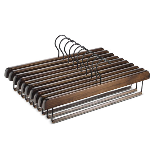 ZOBER Wooden Pants Hangers - Slim & Sleek Space Saving Closet Hangers, (Vintage, 10)