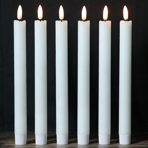 Wondise White Flameless Taper Candles with Timer, 6 Pack Battery Operated LED Flickering Real Wax Candle for Christmas Thanksgiving Wedding Decorations