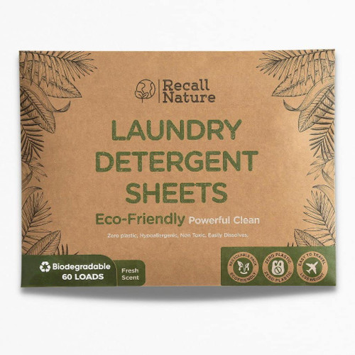 Laudry Detergent Sheets Eco Friendly - Plastic Free Laundry Detergent Strips - Concentrated Sustainable Eco-Strips - Earth Friendly Biodegradable - 60 Loads Fresh Scent