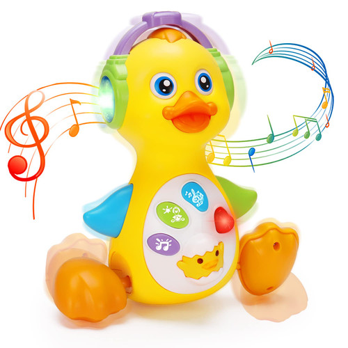 Tsomtto Baby Musical Duck Toy Dancing Crawling Tummy Time, Light Up Infant Toys Birthday for Boys Girls Baby Learning Development Newborn Toddler Toys