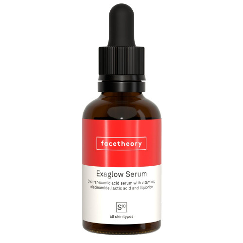 facetheory Exaglow Serum S10 - Tranexamic Acid Serum, Lighten Dark Spots, Fights Hyperpigmentation, 5% Tranexamic Acid, Vitamin C and Liquorice Vegan and Cruelty-Free, Made in the UK | 1.0 Fl Oz