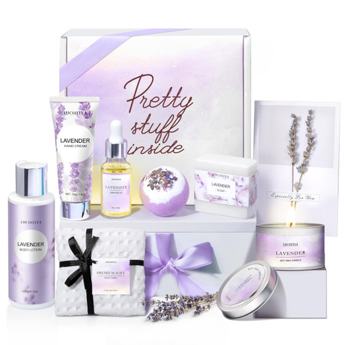 Gifts for Women Spa Gifts Baskets for Women Christmas Birthday Gifts Lavender Bath and Body Sets Mothers Day Gifts Relaxing Self Care Get Well Gift for Mom Her Girlfriends Sister Teacher Friends