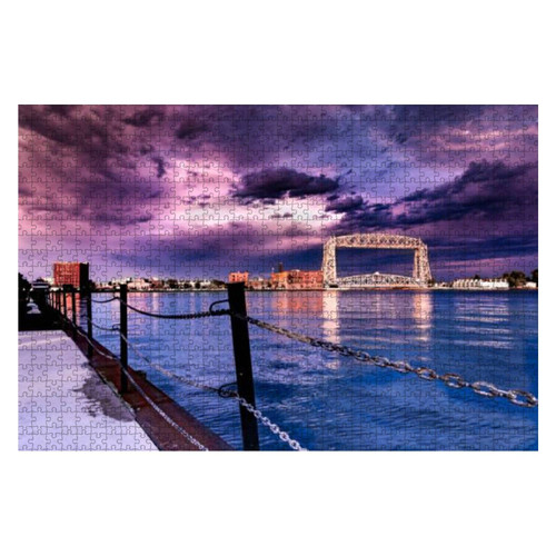 OEPWQIWEPZ Duluth mn Lift Bridge at Dusk Lake Superior Stock Pictures Royalty 1000 Piece Jigsaw Puzzle Game - Colorful Large Puzzles Artwork for Adults Teens Puzzle Game Toy Gift