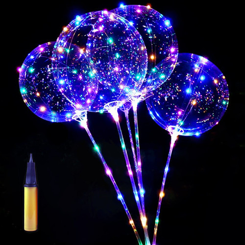 Bobo Balloons 10 Pack LED Glow in the Dark Balloons with Sticks + Air Pump for Party, Wedding, Decoration