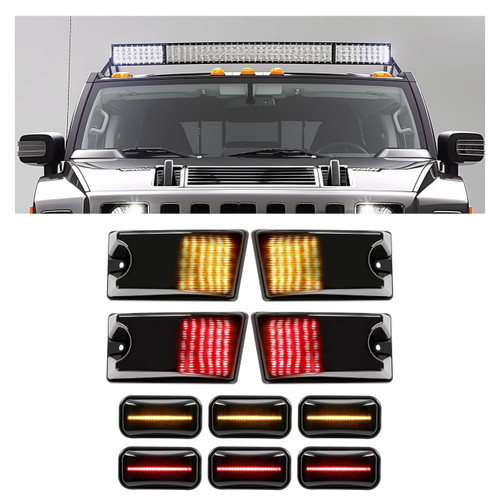 Kojem LED Cab Roof Lights Compatible with 2003-2009 Hummer H2 SUT Top Clearance Running Lights Kits Marker Lamps Smoke Lens & Black Housing 10Pcs Kojem LED Cab Roof Lights Compatible with 2003-2009 Hummer H2 SUT Top Clearance Running Lights Kits Marker Lamps Smoke Lens & Black Housing 10Pcs