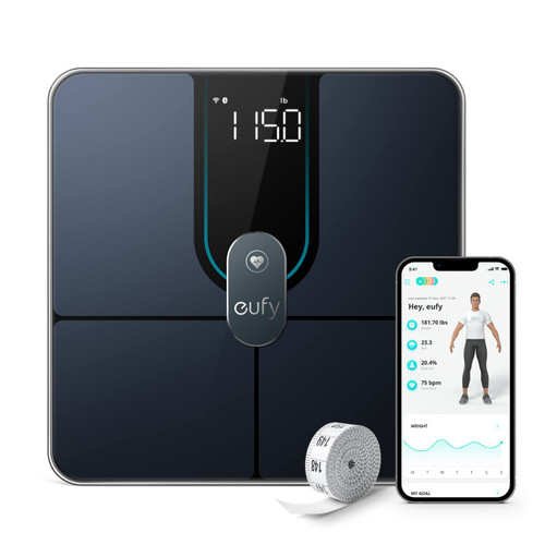 eufy Digital Bathroom Scale P2 Pro, Smart Scale for Body Weight with Wi-Fi Bluetooth, 16 Measurements Body Composition Scale with bmi, Body Fat, Muscle Mass, 3D Virtual Body Mode