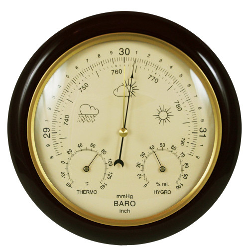 Ambient Weather WS-YG302A WS-YG302-Y Cherry Finish Traditional Barometer with Temperature and Humidity (Beige Dial)