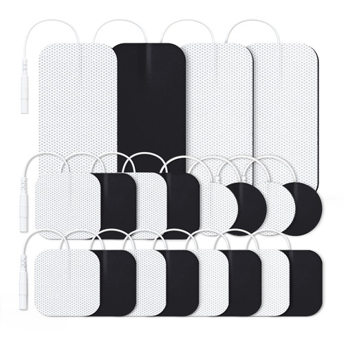 AUVON TENS Unit Replacement Pads Combination Set, 20 Packs Multiple Sizes Electrodes for TENS Unit, Reusable and Latex Free Pigtail TENS Pads for Multiple Pain Relief, 2mm Connector