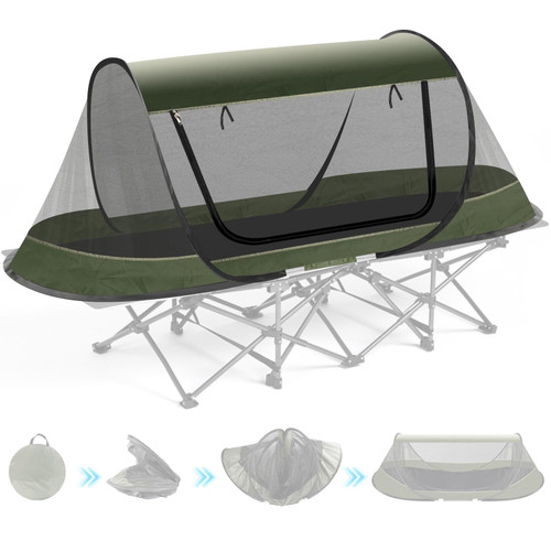 Pop-Up Mosquito Tent for Camping, 1 Person Bug Net Cot Tent, 3s Automatic Setup Screen Net for Adults & Kids, Fits with Camping Cot, Lightweight & Portable for Outdoor Hiking Traveling Pop-Up Mosquito Tent for Camping, 1 Person Bug Net Cot Tent, 3s Automatic Setup Screen Net for Adults & Kids, Fits with Camping Cot, Lightweight & Portable for Outdoor Hiking Traveling