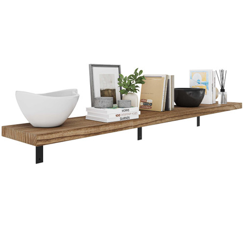 Wallniture Cervo 72''x11.25''x1.5'' Long Floating Shelves, Wood Book Shelf for Bedroom, Hanging Bookshelves for Living Room, Wooden Bookshelf for Wall, 1pc, Natural Burnt Color Wallniture Cervo 72''x11.25''x1.5'' Long Floating Shelves, Wood Book Shelf for Bedroom, Hanging Bookshelves for Living Room, Wooden Bookshelf for Wall, 1pc, Natural Burnt Color