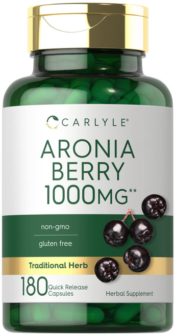 Carlyle Aronia Berry Capsules 1000mg | 180 Pills | Chokeberry Extract | Non-GMO & Gluten Free Supplement
