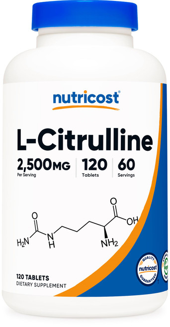 Nutricost L-Citrulline 2500mg Per Serving, 60 Servings, 1250mg Per Tablet, 120 Tabs - Non-GMO and Gluten Free Supplement