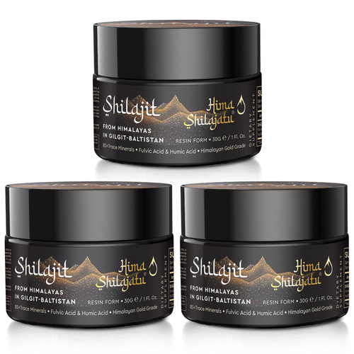 Shilajit Purest Himalayan Organic Shilajit Resin - Gold Grade 100% Purity Shilajit with Fulvic Acid & 85+ Trace Minerals Complex for Energy & Immune Support, Pack of 3 (6 Months Supply)