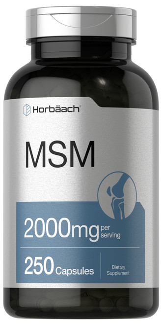 Horbäach MSM Supplement Capsules | 2000mg | 250 Count | Non-GMO and Gluten Free Formula | Methylsulfonylmethane