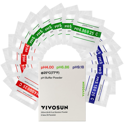 VIVOSUN 18-Pack pH Meter Buffer Solution Powder, pH 6.86/4.00/9.18, pH Buffer Powder for Precise and Easy pH Tester Calibration VIVOSUN 18-Pack pH Meter Buffer Solution Powder, pH 6.86/4.00/9.18, pH Buffer Powder for Precise and Easy pH Tester Calibration