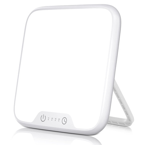 DAXING Light Therapy Lamp, 10,000 Lux UV-Free LED Sunlight Lamp with Stepless Brightness Levels & Memory & 4 Timer Function, 90° Adjustable Stand Compact Size Therapy Light for Home/Office/Travel Use