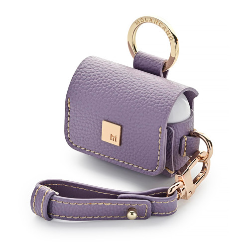 Galaxy Buds 3 & Buds 3 Pro Togo Ring Leather Case, Luxurious Togo Leather with Metal Ring & Strap, Exceptional Durability, Elegant Design, and Easy Access to Features - Lavender