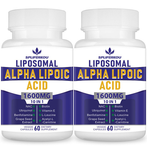 Spliferkou Liposomal Alpha Lipoic Acid 1600mg per Serving,Alpha lipoic Acid Nutritional Supplements for Antioxidant Health,Energy and Metabolism-Gluten Free&Non GMO 120 Capsules