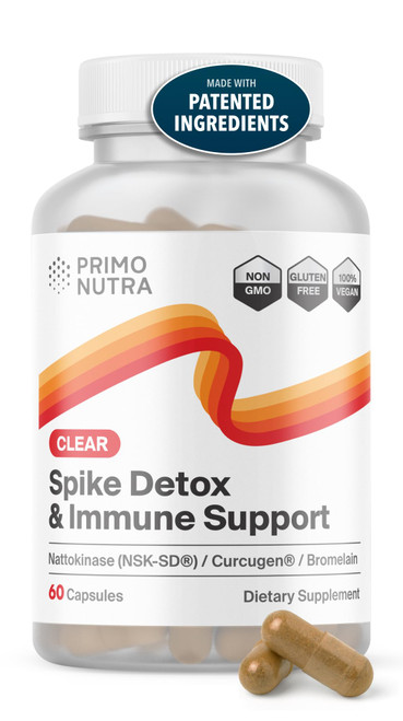 PRIMONUTRA Spike Detox Supplement with Branded Nattokinase (NSK-SD), Bromelain, Branded Curcumin 500mg (Curcugen), and Molecular Hydrogen - Potent Foreign Protein Cleanse