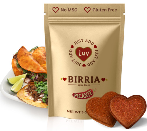 Just Add Luv Authentic Birria Spice Bomb Seasoning Medium (Picante) - Mexican Spice Mix w/Chiles Herbs Spices - Perfect for Tacos Quesadillas Enchiladas - No MSG, Easy to Use (1 Bag)