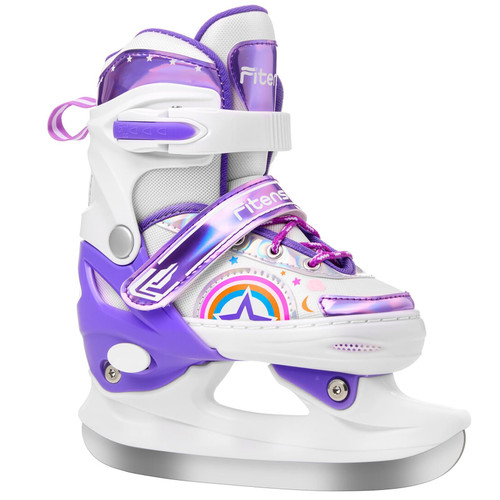 Fitense Adjustable Ice Skates for Kids Girls Ages 3-12, 4 Size Ice Skating Shoes, Girls Ice Skates with Blades for Outdoor and Rink, for Beginner Toddler Medium