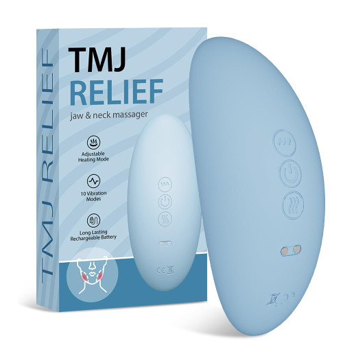 TMJ Relief Products Jaw, TMJ Relief Massager, Ergonomic TMJ Massage Tool - Gentle Vibrations and Heat for Pain Relief, Tension, and Stiffness