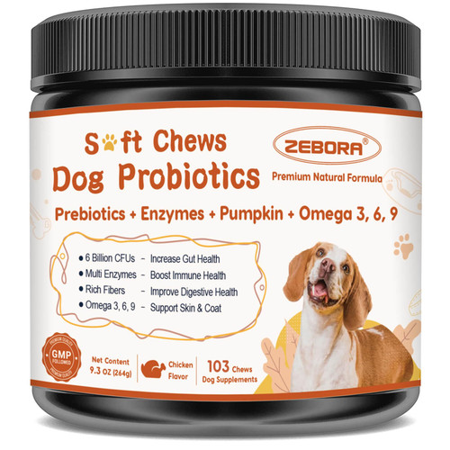 Probiotics for Dogs, Dog Probiotics for Digestive Health, Plus Pumpkin and Fish Oil, for Gut & Itchy, 115 Soft Chews