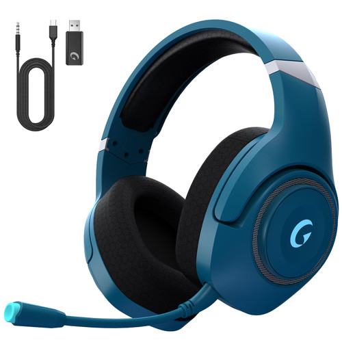 Wireless Gaming Headset for PS5/PC/Switch - 2.4GHz Ultra-Low Latency, 3D Surround Sound | 40Hr Playtime, Detachable Mic & Dual Connectivity - Wireless Gaming Headphones for PC, Phone, Laptop, Mac