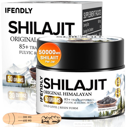 Shilajit Resin, Shilajit for Men & Women, Shilajit Organic - 600mg Potency Gold Grade, with 85+ Trace Minerals, Fulvic & Humic Acid, for Stamina, Immunity & Strength, 83 Servings (50g)