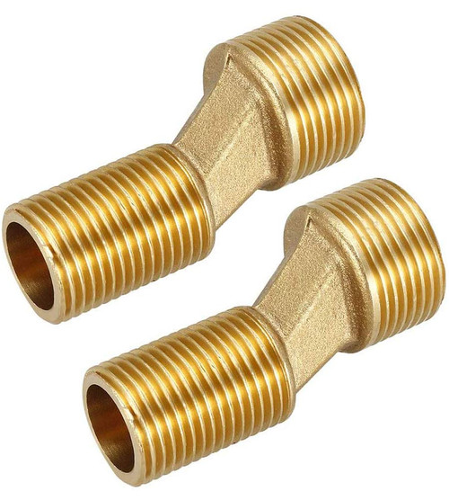 ZLYY 2PCS Solid Brass Bend Angle Adapter Faucet Adapter, 3/4" IPS x 1/2" IPS Male Thread Bathtub Shower Faucet Adjustable Swing Arms (2.4" Length)