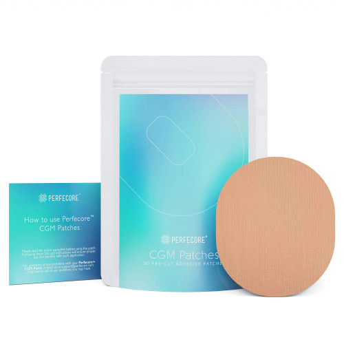 Adhesive Bandage Patches Compatible with Freestyle Libre Enlite Guardian (30-Pack) – Waterproof, Sweatproof Continuous Glucose Monitor Sensor Cover Tape – Diabetes & Diabetic Supplies – Nude