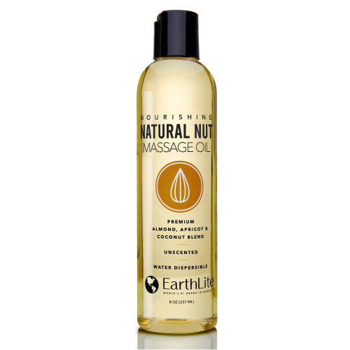 EARTHLITE Massage Oil NATURAL-NUT - FORMULA - Unsurpassed Glide, 100% Chemical-Free, Unscented, Gray, 8 Oz